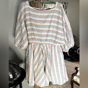 J.Crew Seersucker puff sleeve dress